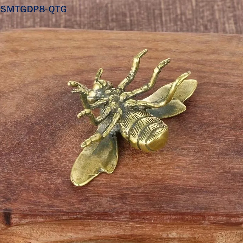 1pc Solid Brass Bee Statue Ornaments, Creative Antique TeaPot Statue Craft, Copperware Study Office Decor, Gifts Crafts Collecti