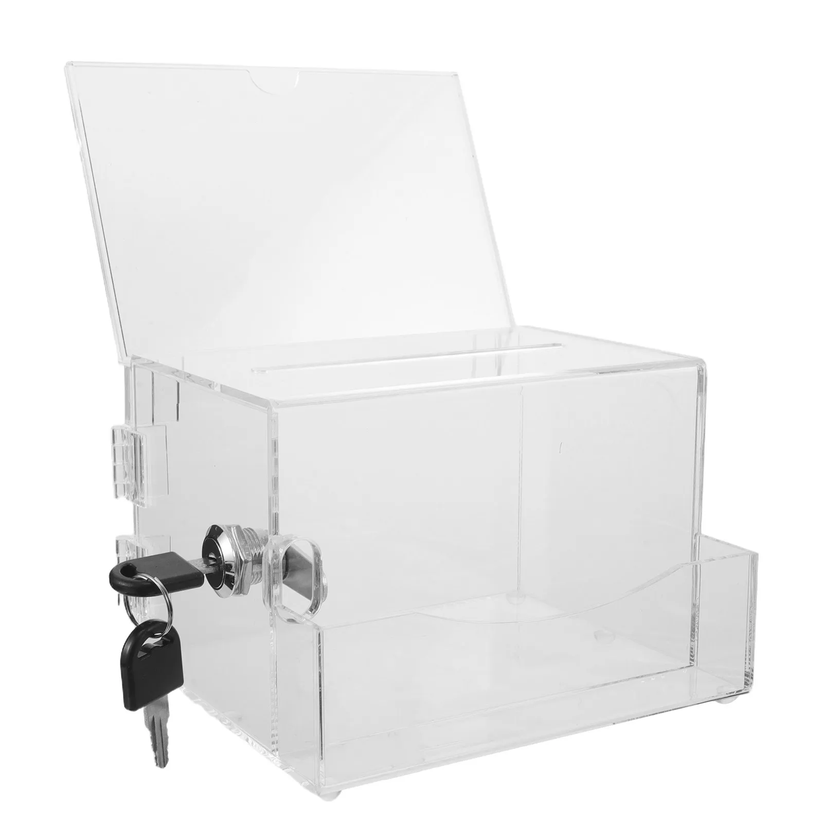 Acrylic Lock Box Tip Jar Clear Donation Box Ballot Suggestion Fundraising Voting Raffle Restaurant Small Storage Case for Crafts