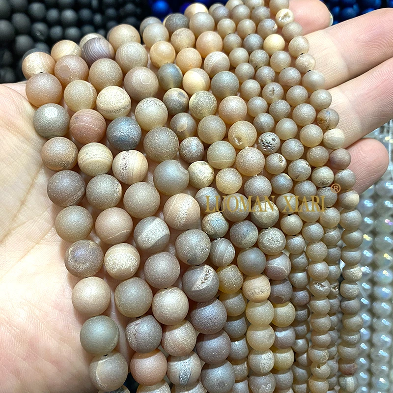 الحجر الطبيعي فضي كريستال الأسنان العقيق 6 8 10 مللي متر فضفاض خزر عازل لصنع المجوهرات أساور يدوية إكسسوارات جذابة