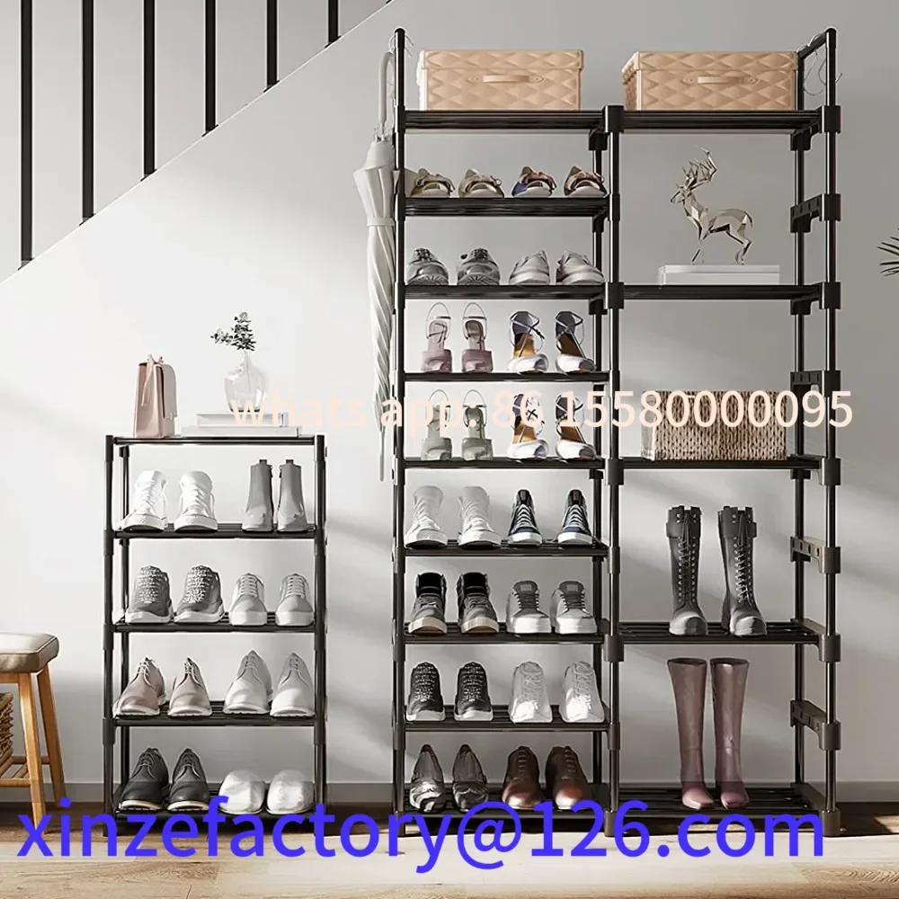 

Customizable Simple Metal Shoe Rack DIY Double Row Assembly Rack, Boot Storage Rack