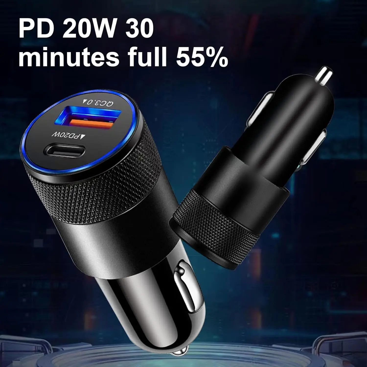 

Car Charger Fast Charge Cigarette Lighter USB Charger Dual Dual Port Adapter Fast Charge for IPhone Plus/Pro Max/Galaxy/Samsung