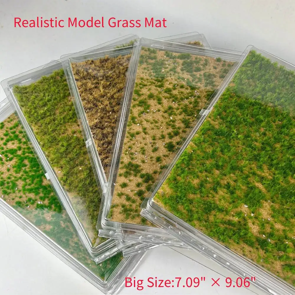 7.09 x 9.06inch Realistic Grass Mat for Diorama Building, Grass Sheet, Miniature Railway Landscape Scenery for Wargame Terrain