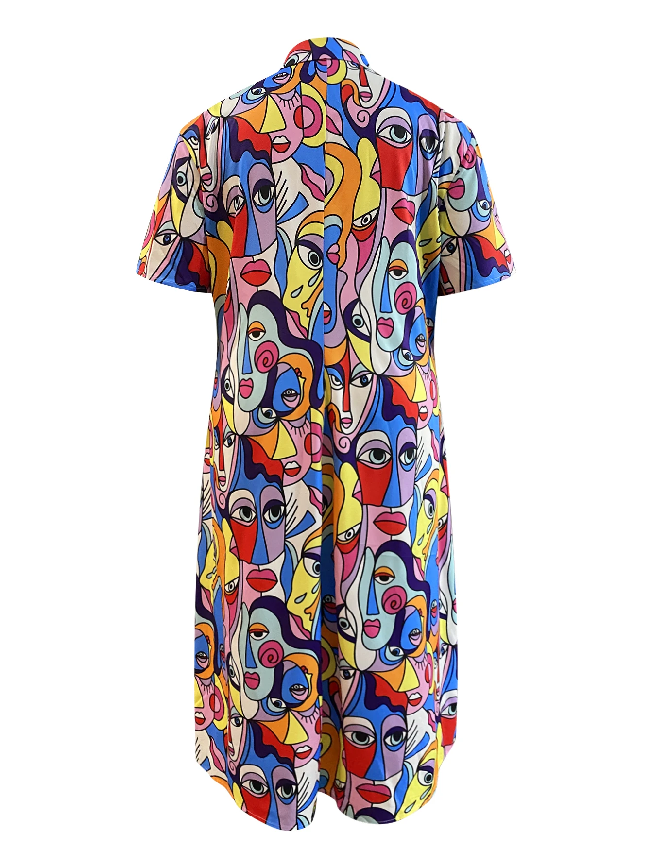 LW Plus Size dresses Turndown Collar Mixed Print Shirt Dress short sleeve maxi dress long coat casual loose Fashion dresses