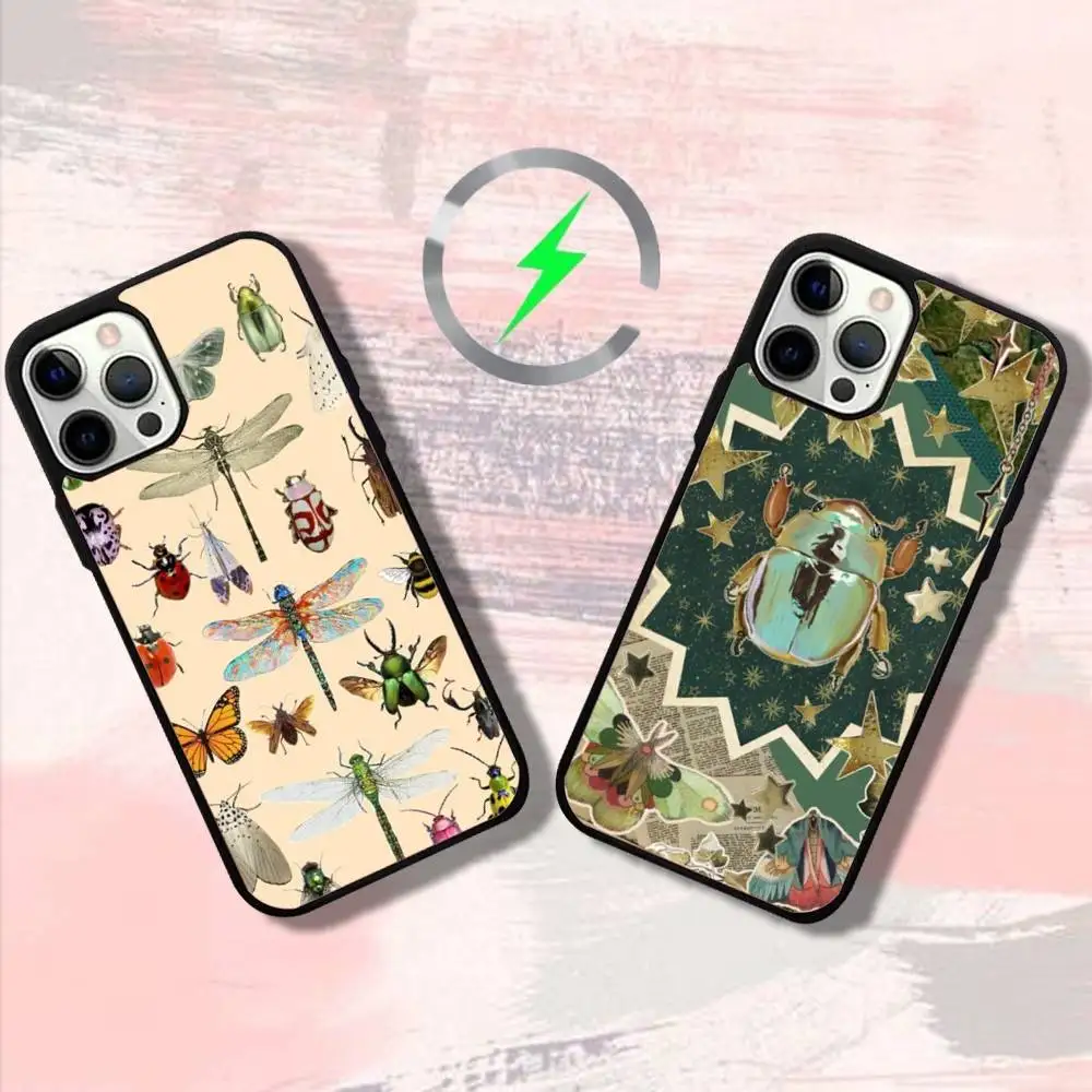 

Art Insect Phone Case For iPhone 16,15,14,13,12,11,Pro,Max,Plus,Mini,SE4,E Magnetic Magsafe Wireless Charging