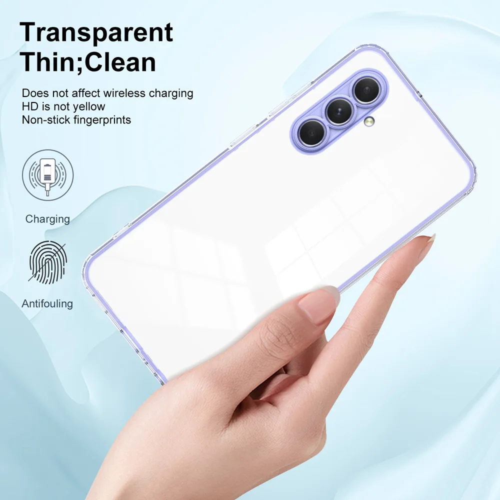 KEYSION Shockproof Clear Case for Samsung A55 5G A35 Transparent Soft TPU Silicone+PC Phone Back Cover for Galaxy A25 A15 A05S