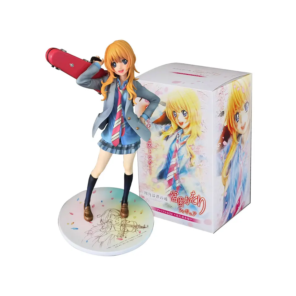 20CM Anime Shigatsu Wa Kimi no Uso - Miyazono Kaori Figure Standing Animation Model Toygift Collection Decorative Ornaments PVC