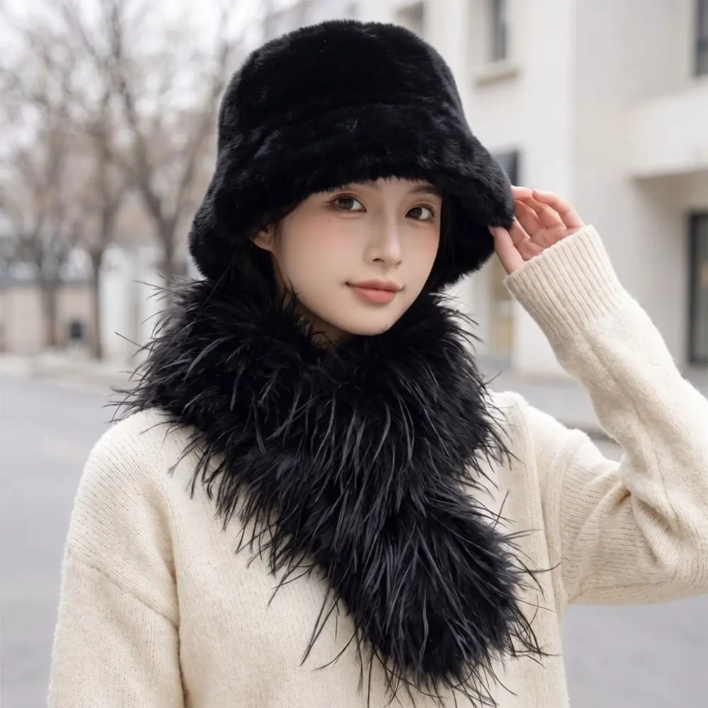 Elegant Thick Magnetic Fluffy Scarf Cross Warm Faux Fur Scarf Windproof Neck Warmer Winter Scarf Casual