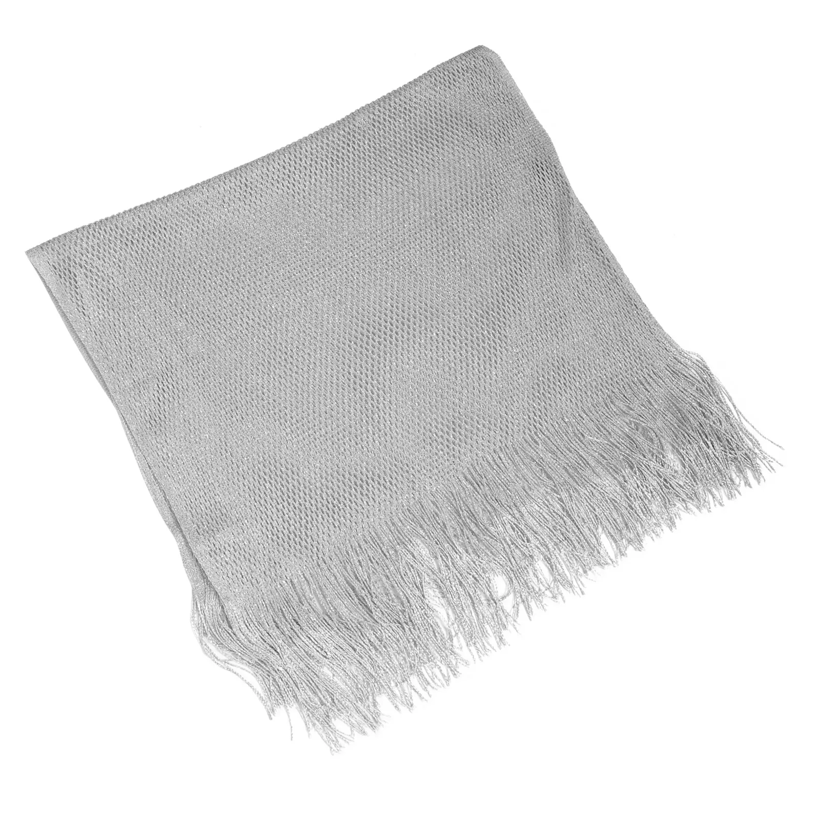 

Women Sun Shawl Silver Gray Mesh Wrap Dressy Beach Conditioning Scarf Breathing Material Travel Accessories
