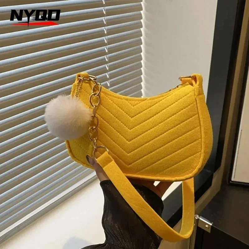 Mini Felt Underarm Bag For Women Fashion Advanced Design Shoulder Handbag Ladies Small Saddle Crossbody women bag