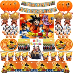 Anime Son Goku Dekoracja urodzinowa Małpa Królowie Balony Zastawa stołowa Talerze Kubek Serwetka Materiały imprezowe Zabawki Prezenty Baby Shower