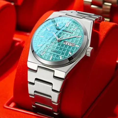 Fairwhale 5012 Quartz Wristwatch Fashion Keyboard Design Dial Week Luminous Waterproof Calendar Stainless Steel Watches for Men