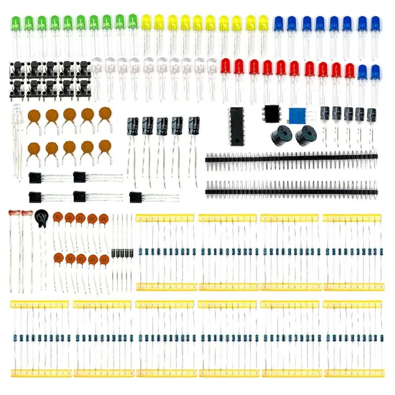 B49C New Electronics Components Starter Kit For Arduino UNO MEGA2560 Raspberry Pi Includes LED Buzzer Capacitor Resistor