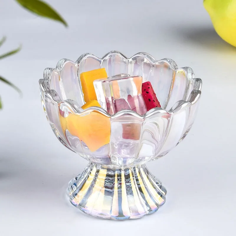 Clear Bowls for Ice Cream Sundaes Fruit Yogurt Snacks Clear Glass Dessert Bowl Set Funky Base Design Elegant Serving Cups