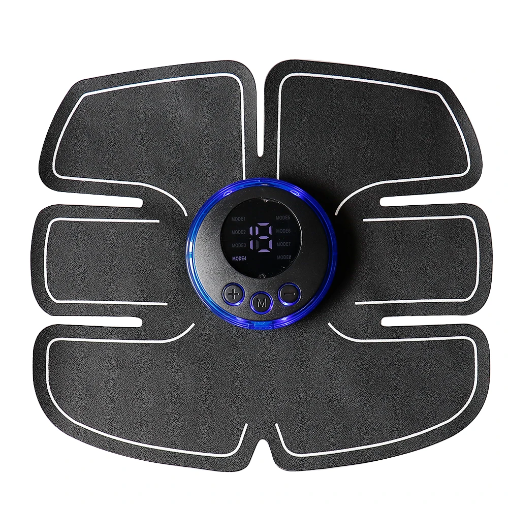 8 Modes ABS Stimulator Abdominal Massager Muscle Stimulator Fitness EMS Device Trainer 19 Gear Adjustment Electrode Stickers Pad