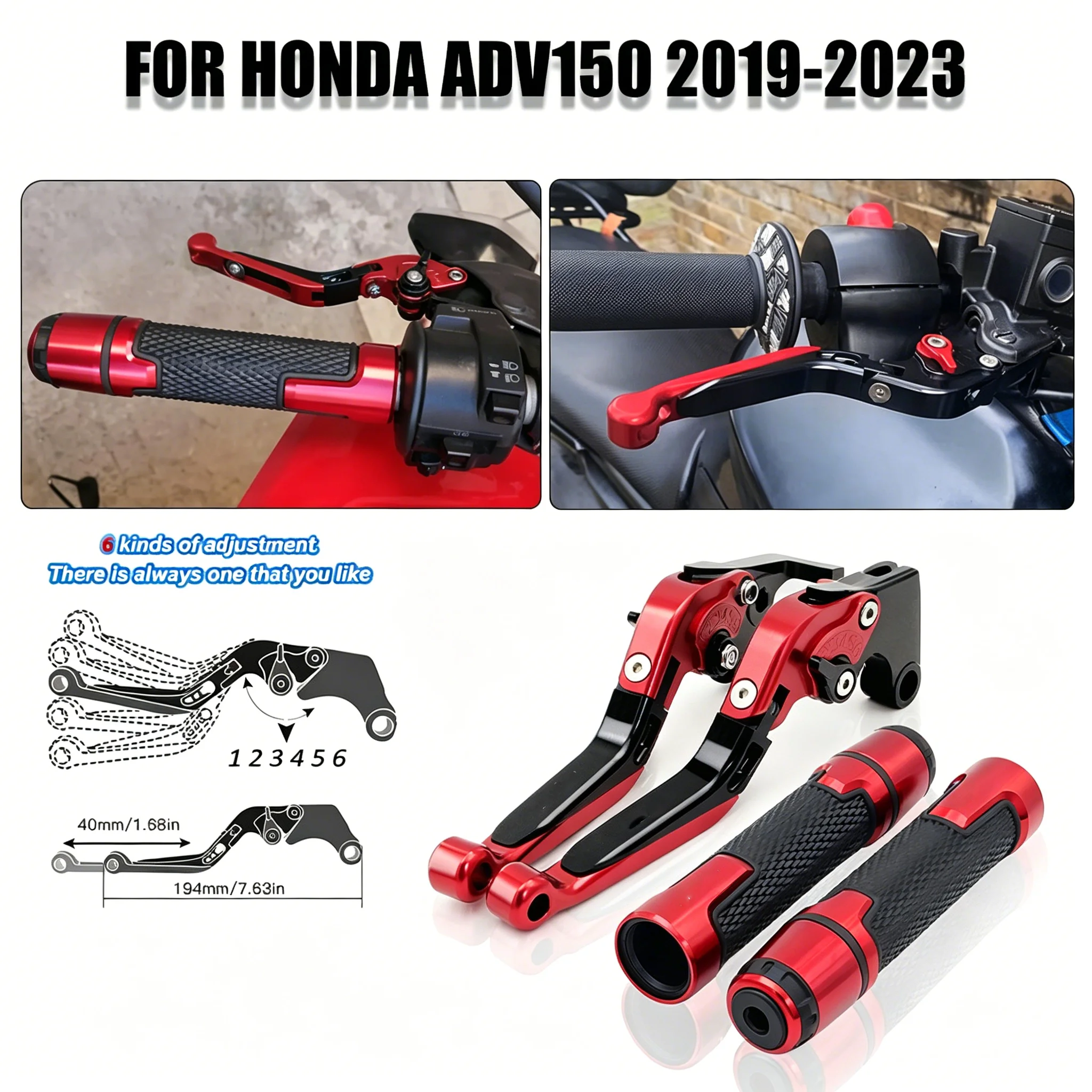 For Honda ADV150 2019-2023 Motorcycle Brake Clutch Levers CNC Foldable Adjustable Modified Clutch Brake Levers Handles Grips Kit