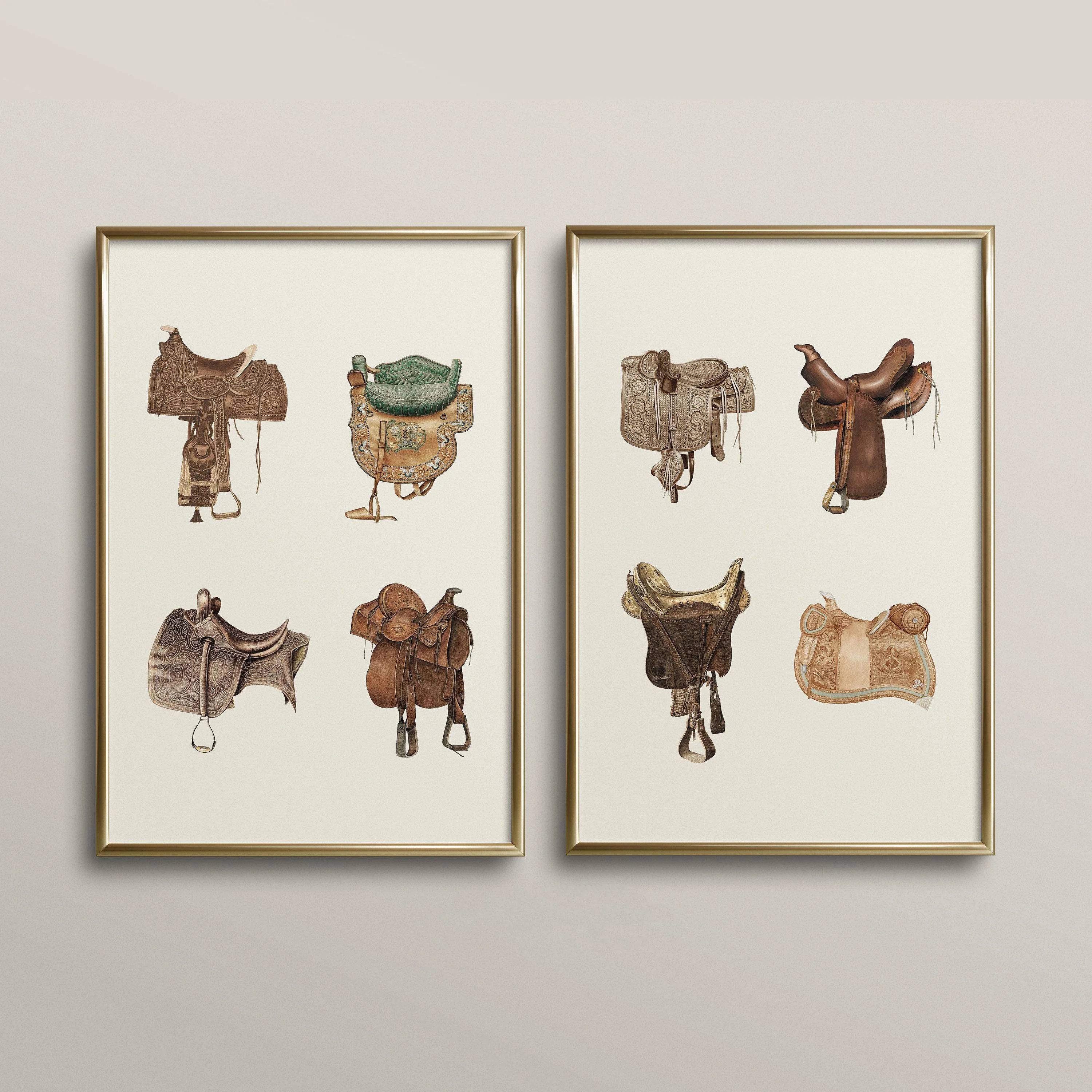 Vintage Saddle Farm Animal Horse Riding Art Posters Prints Canvas Painting Wall Art Picture Living Room Home Decor