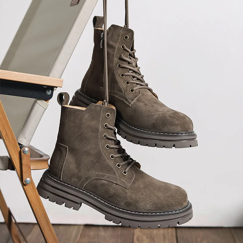

Мужские повседневные ботинки для пустыни, дышащая обувь из коровьей замши, уличные ковбойские рабочие ботинки, весенне-осенние ботильоны на платформе
