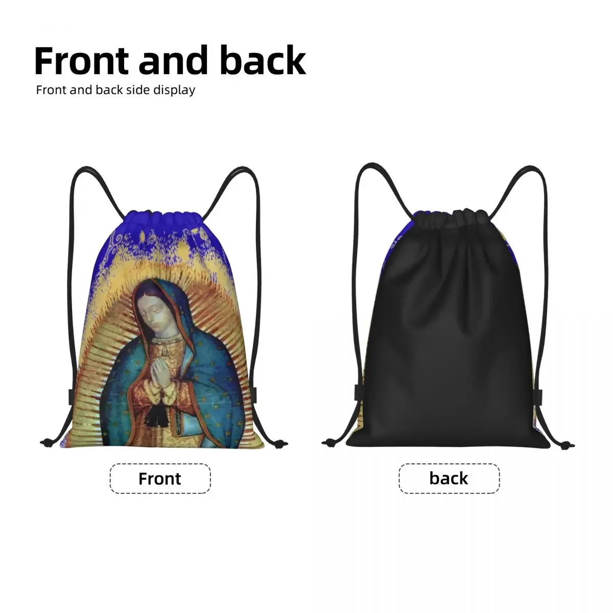 Sacos de cordão leve para homens e mulheres, Mochila Sports Gym Storage, Nossa Senhora de Guadalupe, Virgem Maria Mexicana, México Tilma, Personalizado