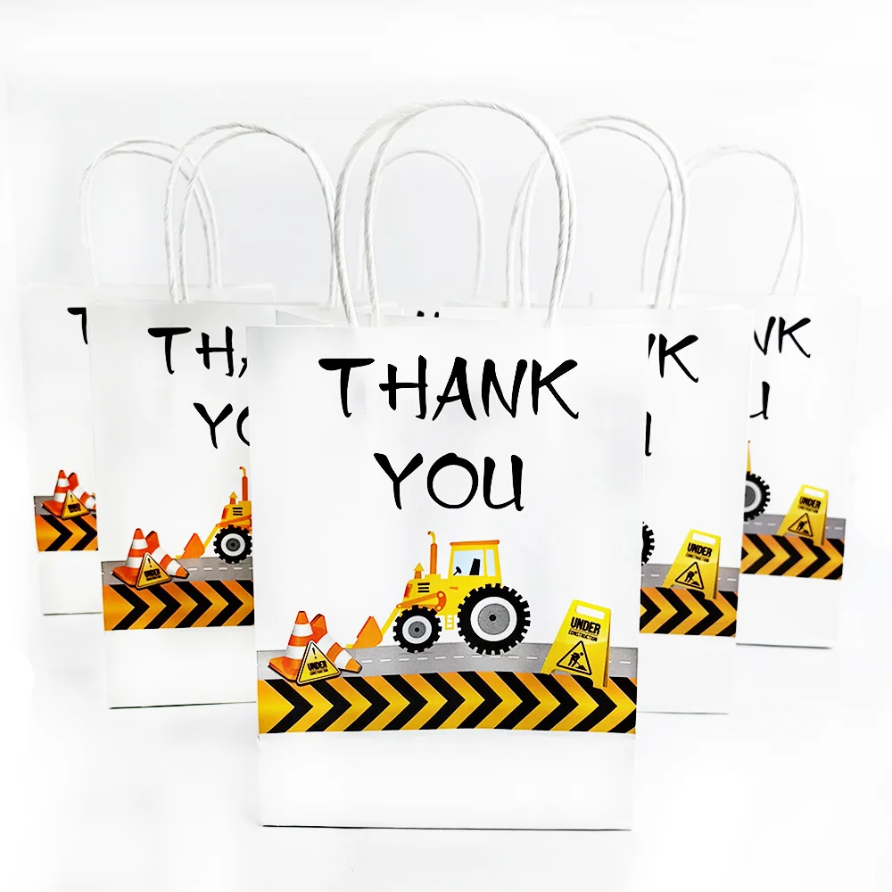 5/10/20/30/40/50pcs Engineering vehicle Portable Handheld Paper Bags Favors Gift Bag Party for Birthday Themed Party Supplies