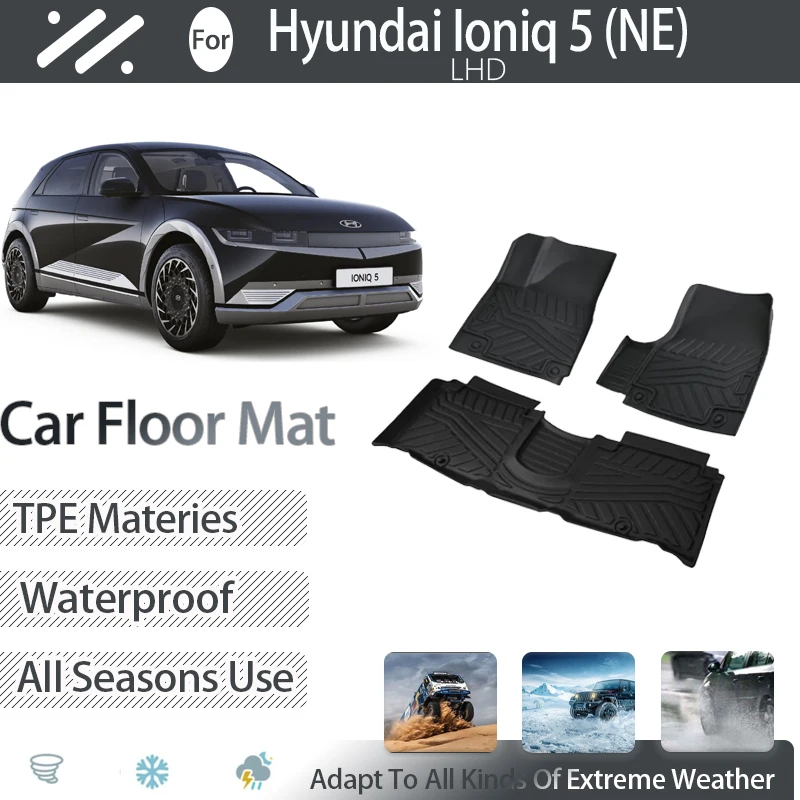 Car Floor Mat For Hyundai IONIQ 5 EV 2021 2022 2023 2024 Dirt-resistant Pad Foot Carpet LHD Covers TPE Muds Set Auto Accessories