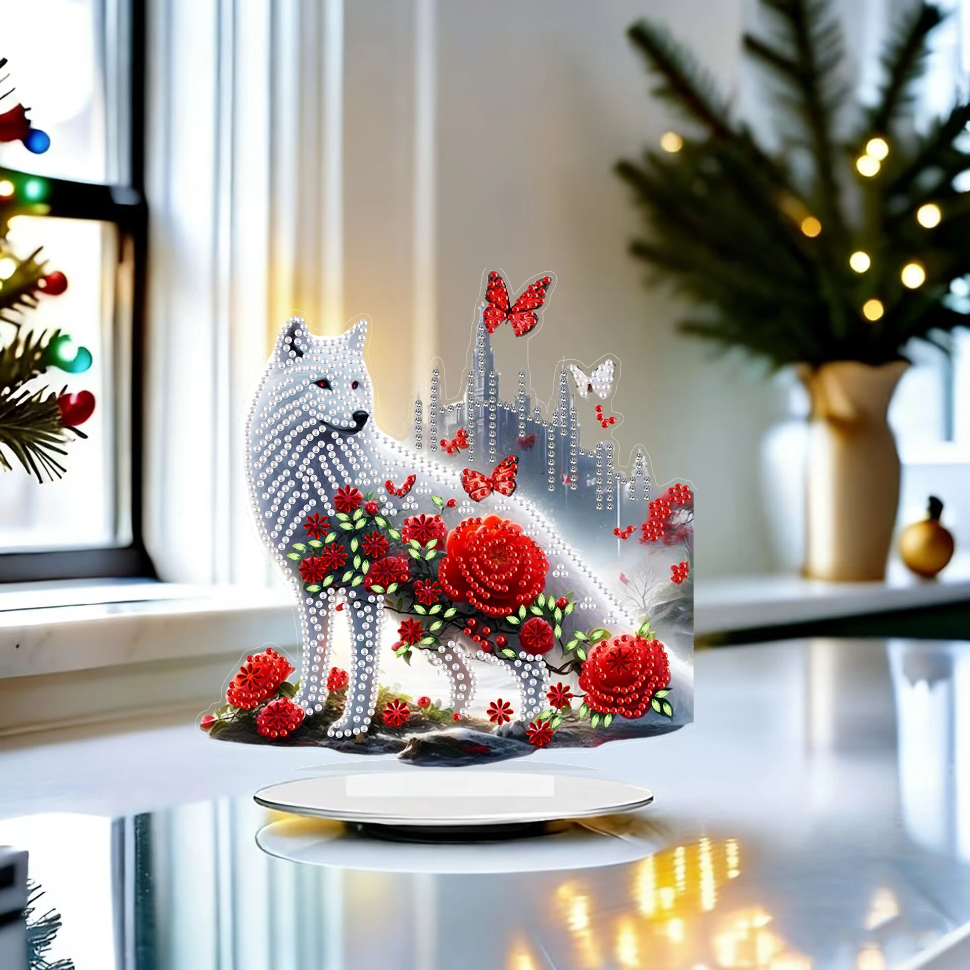 Ornement de décoration de bureau à motif animalier en diamant 2D/plat, design de diamant irrégulier unique à faire soi-même, idéal pour la décoration intérieure