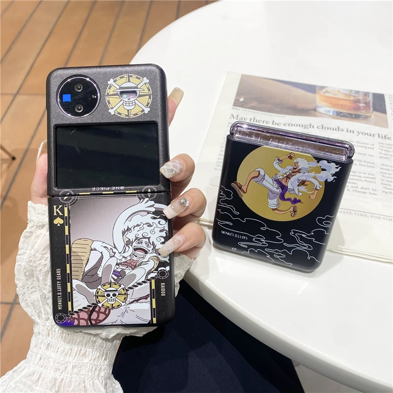 

Anime One Piece Zoro Gear 5 Nika Luffy Dragon Ball Goku Phone Monsters University Case For Vivo X Flip Phone Cover Toy Gift