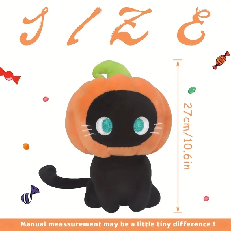 25cm Halloween Plush Toy Pumpkin Cat Plush Cute Anime Cat Halloween Pumpkin Kitty Plush Toy Halloween Home Decor Party Gifts