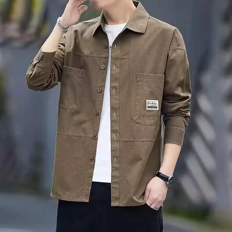 

Worn-Resistant Casual Work Shirt Men's Summer Long Sleeve Loose Fit Dirt-Resistant Outerwear Breathable Warm Non-Shrinkage