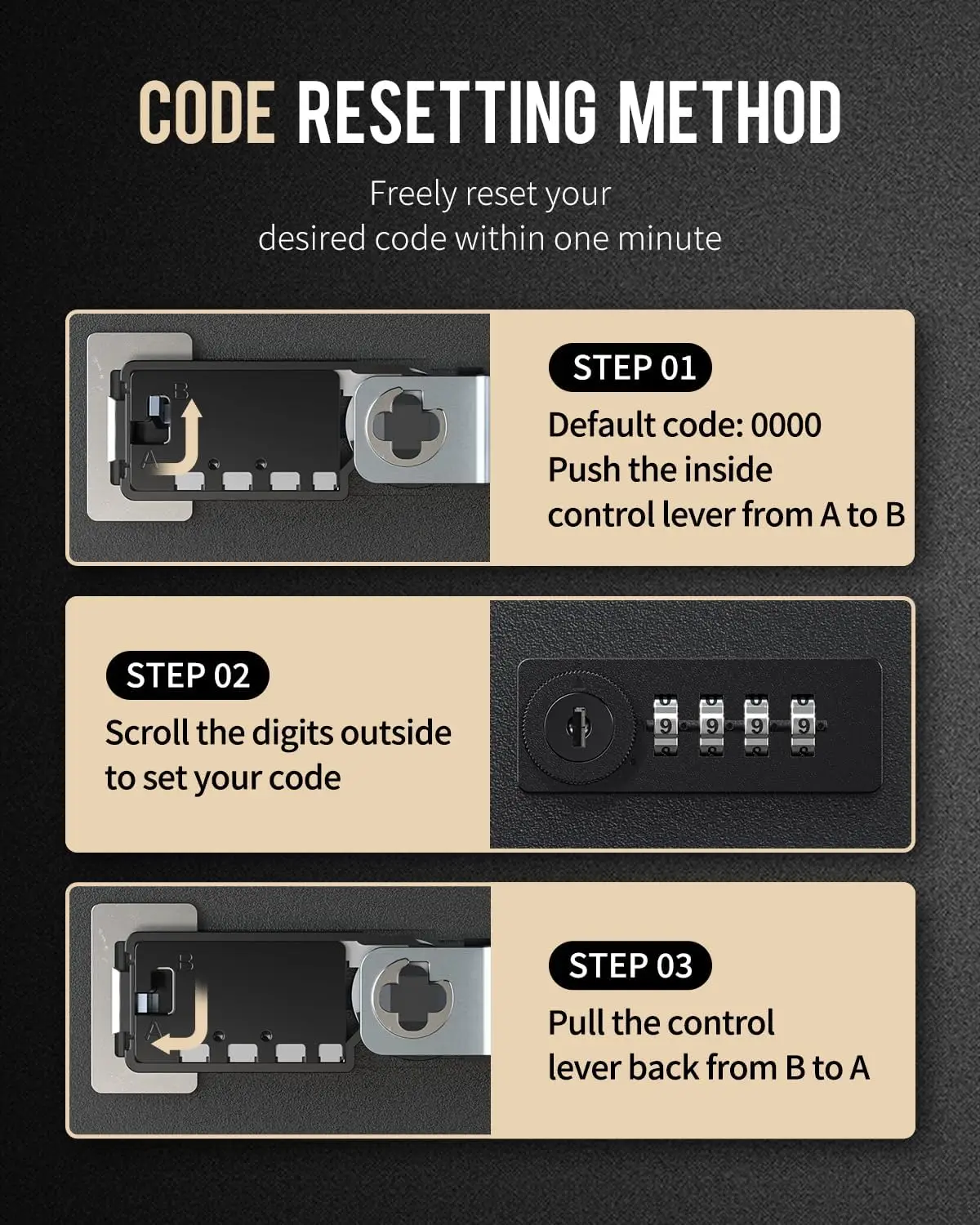 خزانة أمان رقمية مكونة من 100 مفتاحًا مع رمز قابل لإعادة الضبط وقفل مفتاح، ومنظم فولاذي مع رفوف وملصقات مشقوقة