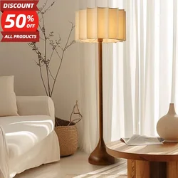 Japanese Style Wabi-sabi Style Living Room LED Floor Lamp Simple Aesthetic Study Wooden Bedroom Bedside Table Lamp