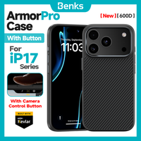 Benks ArmorPro aramid fiber anti drop phone case, suitable for iPhone 17 Pro Max with camera control button, compatible with