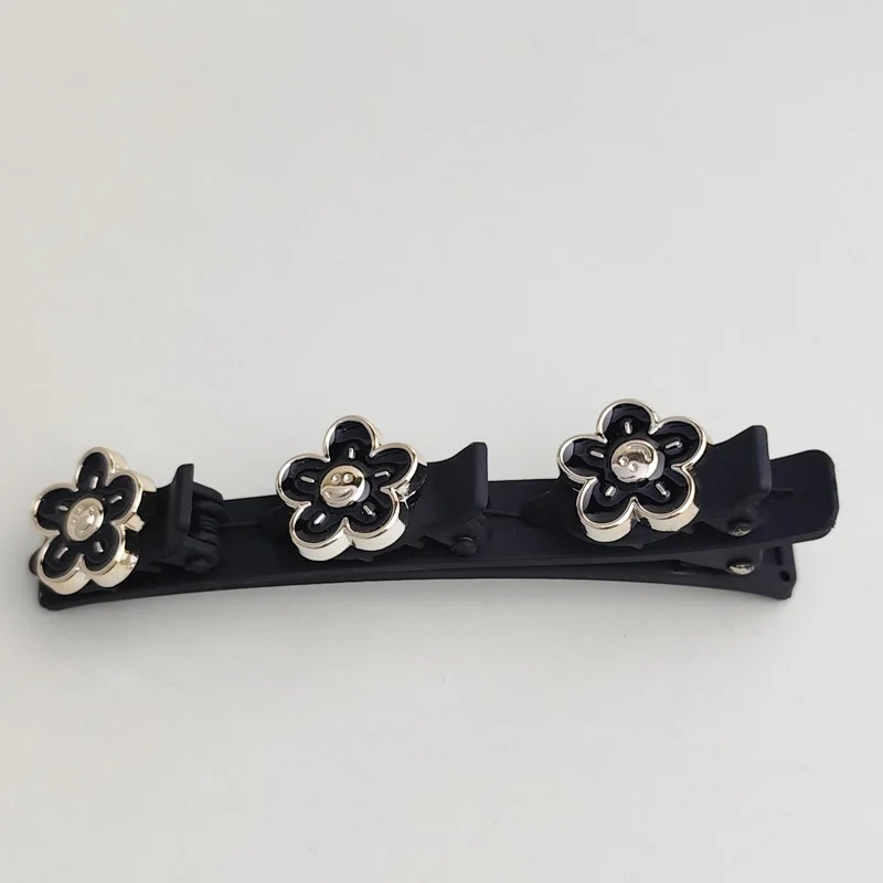 1pcs Double Layer Braided Hairclip Vintage Rhinestone Faux Pearl Black Hairpin Barrette Elegant Hair Accessories