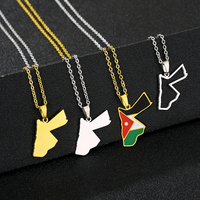 2025 Hashemite Kingdom of Jordan Map Flag Pendant Necklace Stainless Steel Men's and Women's Map Jewelry Gift Necklace
