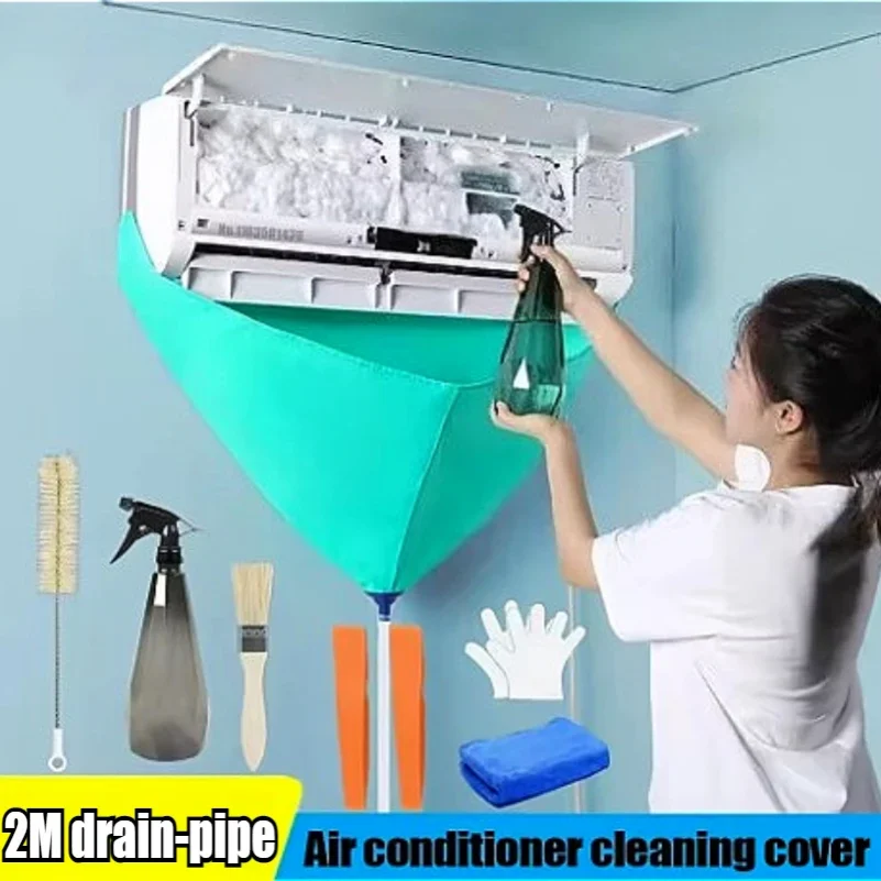 Air Conditioning Cleaning Kit Leak-proof Cover Full Set of Air Conditioner Cleaner with Water Pipe Disassembly-free Clean Tools