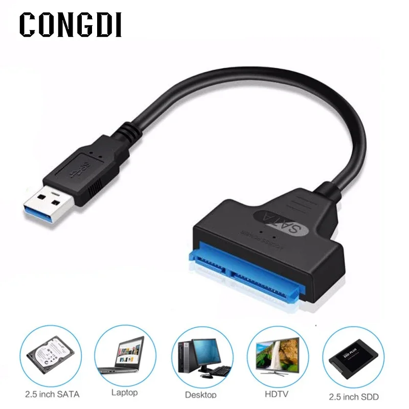 

Переходник с USB 3,0 на Type C Sata, кабель до 6 Гбит/с SATA на USB 3,0/2,0, кабель 22-контактный Sata III, шнур для жесткого диска 2,5 дюйма SSD HDD