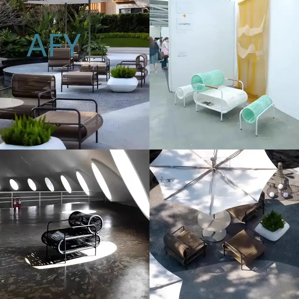 Outdoor Rattan Sofa Chair Single Piece Tea Table Set for Outdoor Patio Garden Courtyard Balcony Cafe Sun Shade Leisure