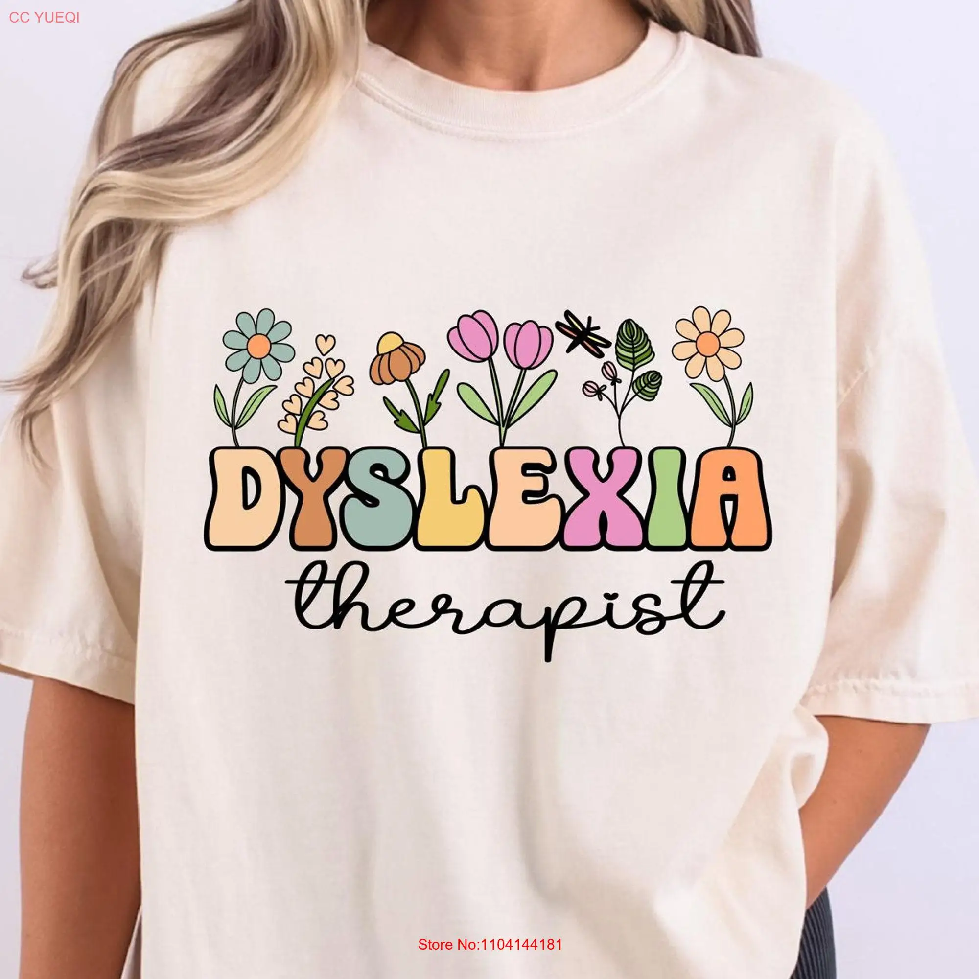 Dyslexia TherapisT T Shirt Teacher Therapy Specialist Awareness long or short sleeves