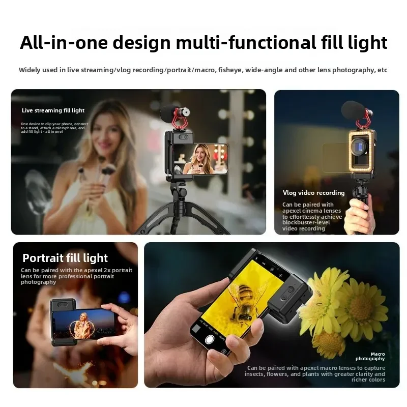 three-color fill light macro lens 17mm mobile phone clip hole