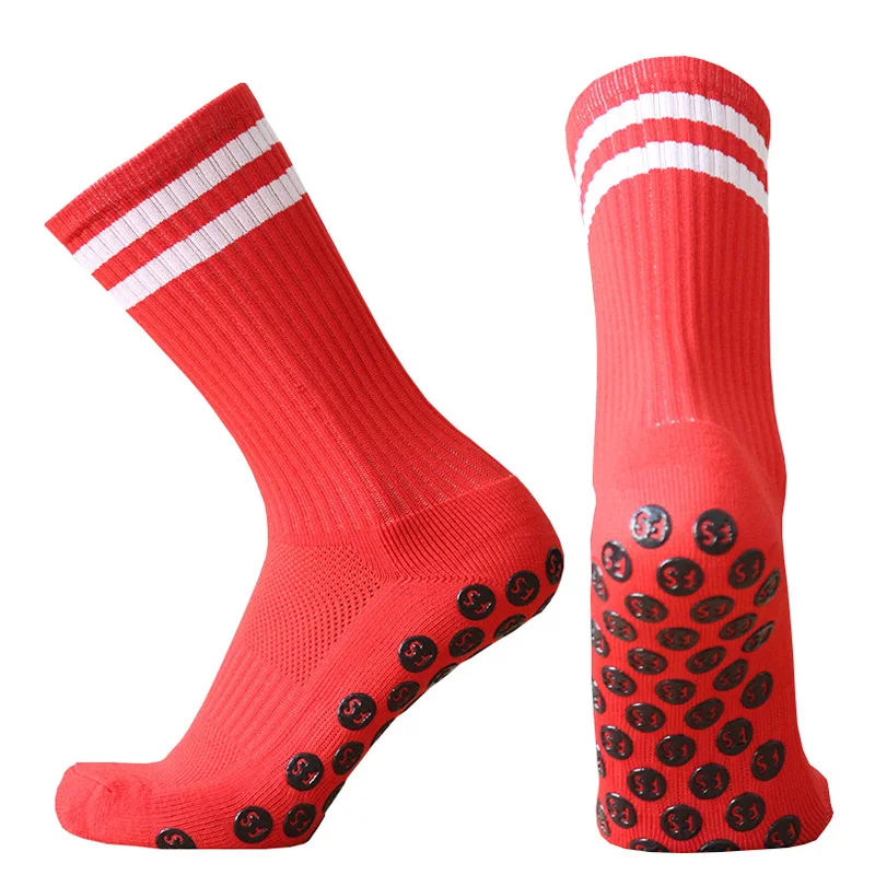 New Round Silicone Stripe Training Match Anti Slip Football Socks Outdoor Sports Men Women Breathable Sweatwicking Soccer Socks