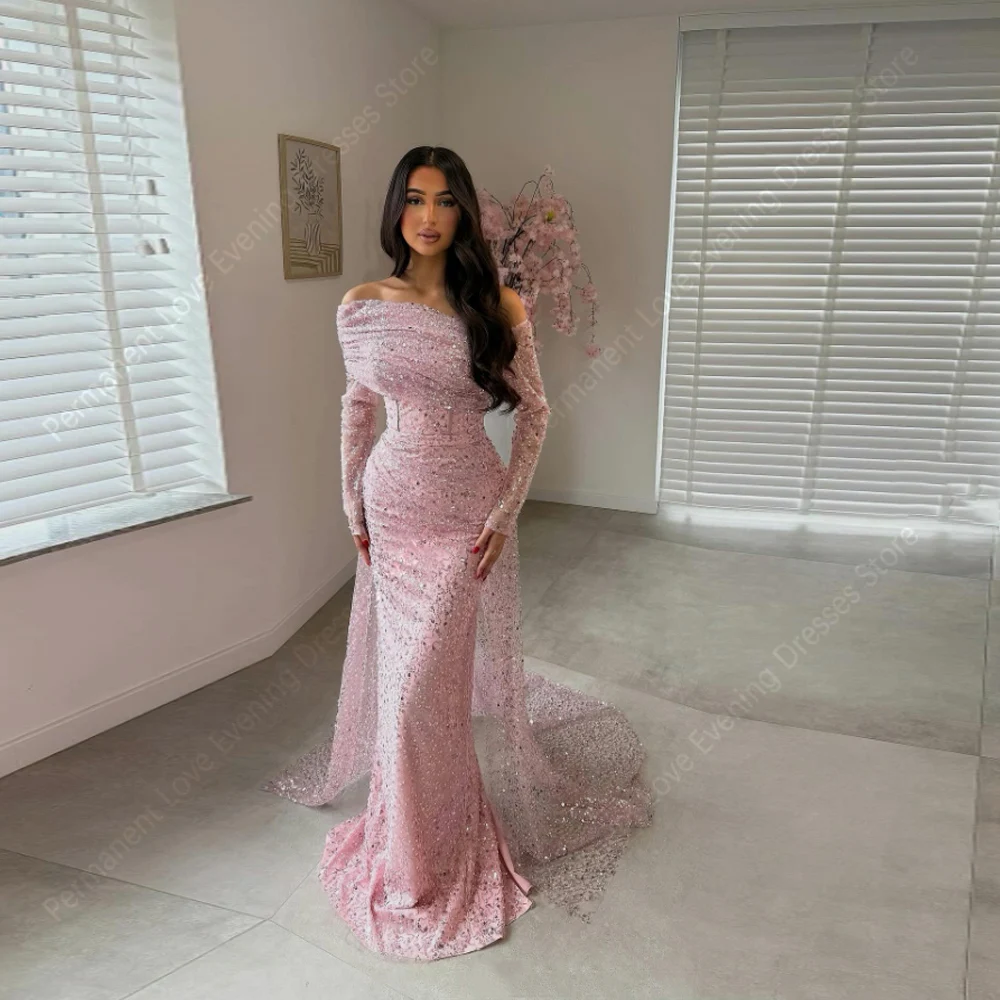 

Роскошные женские вечерние платья русалки с открытыми плечами и длинными рукавами, платье для выпускного вечера, коктейльное платье, Vestidos De Noche 2026, по индивидуальному заказу