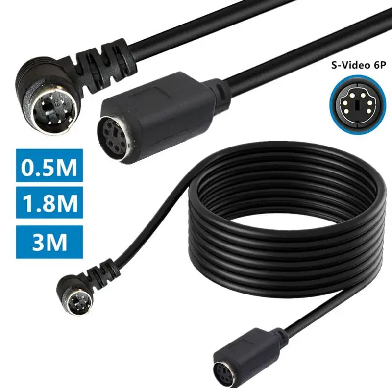 S-Video Elbow Mini DIN 6Pin Male to Female 6-Core Copper PS Extension Cable PS2 Adapter Cable to Keyboard And Mouse Interface