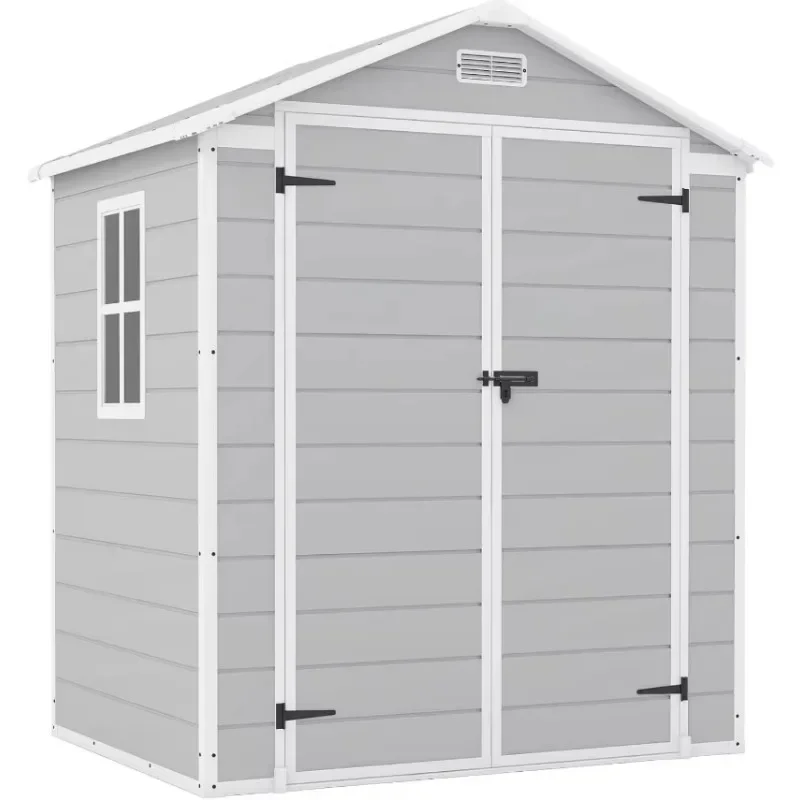 6x4 FT Grey Plastic Outdoor Storage Shed Resin GardenTools Shed