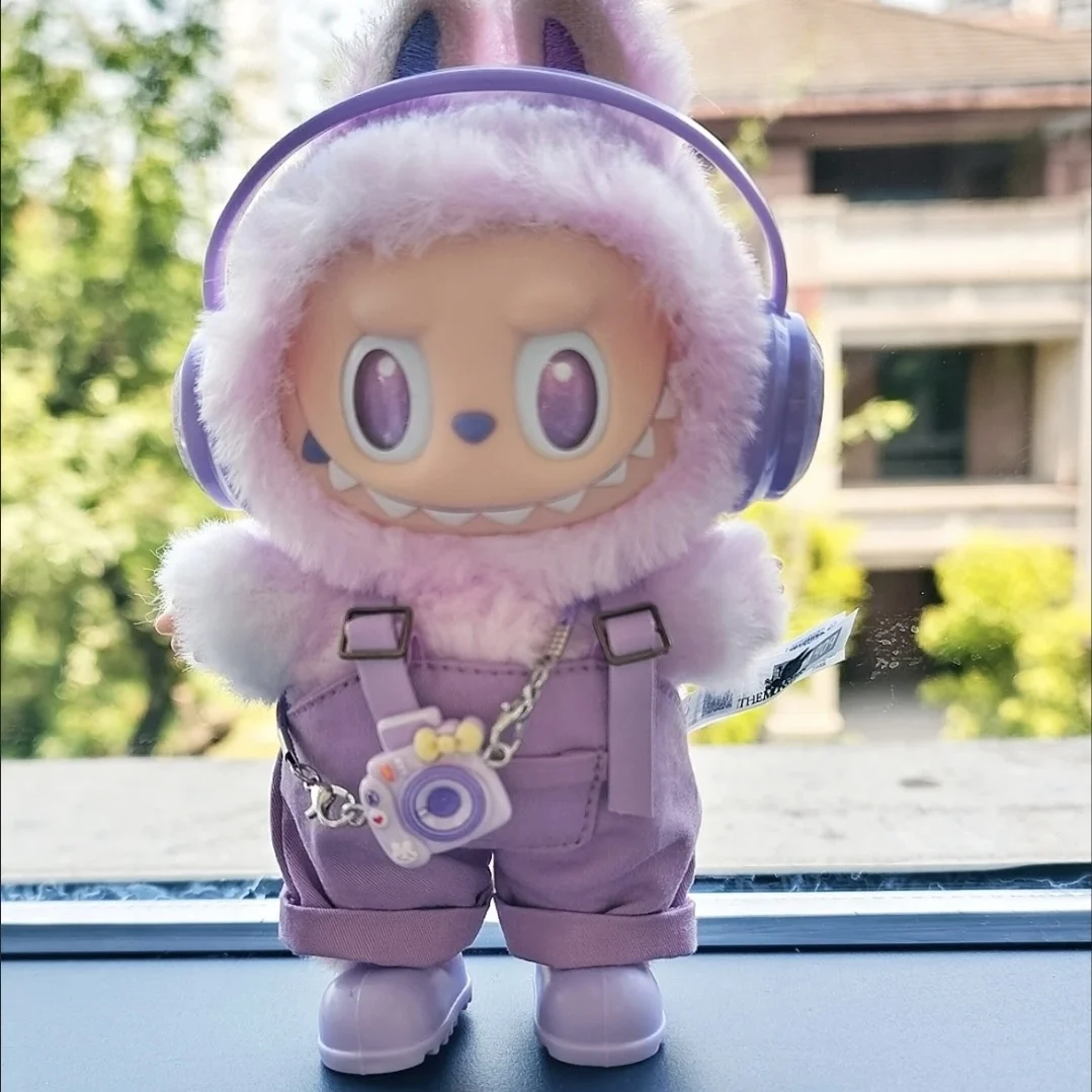 

Костюм на подтяжках для куклы Labubu 17 см, универсальный цветной наряд, аксессуары для кукол, модный дизайн, милый маленький медвежонок, звезда