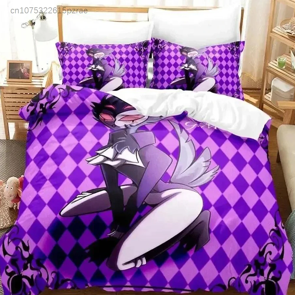 3D Print Anime Stolas Helluva Hazbin Hotels Boss Bedding Set With Pillowcase Duvet Cover Soft Queen King Size Bedclothes Home