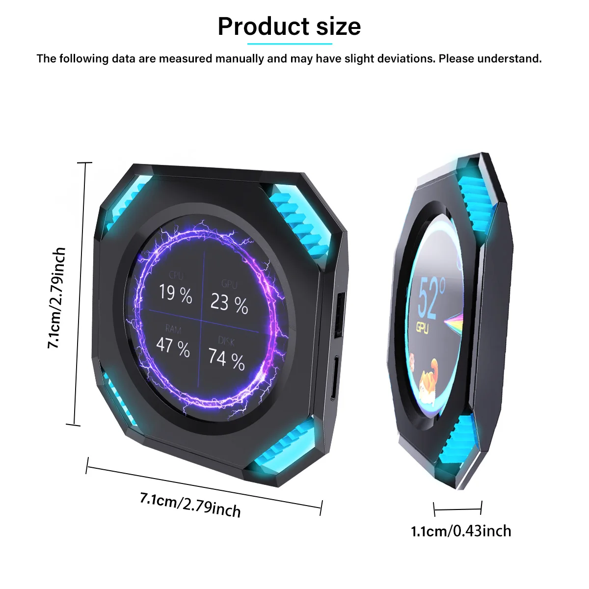 2.1-inch chassis secondary screen connected via a single USB cable without the need for an HDMI cable. The secondary screen of t