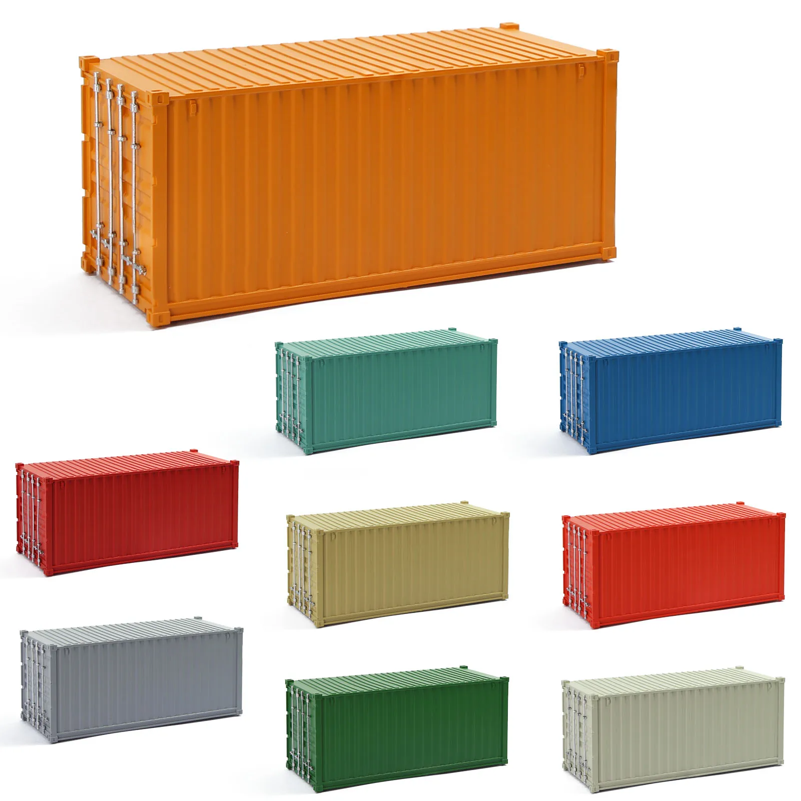 Evemodel 9pcs Different Colored O Scale 20ft Blank Shipping Container 20\' Cargo Box C4320