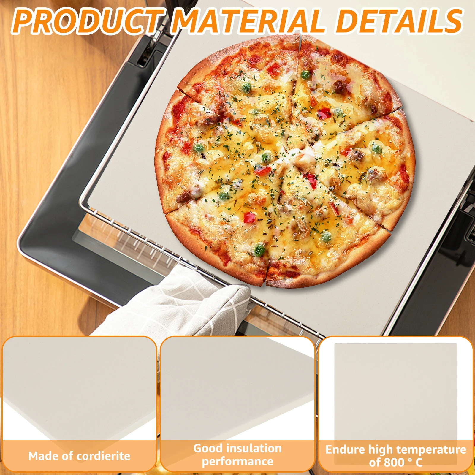 حجر البيتزا المربع 12 بوصة مقاوم للحرارة كورديريت بيتزا الخبز حجر الخبز عموم للفرن شواء الشواء الكوكيز الفطائر المعجنات الخبز #2