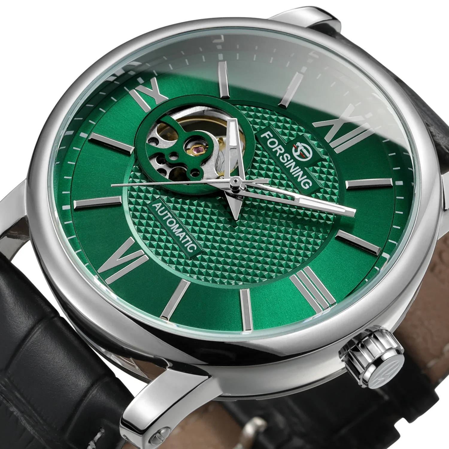 

Forsining Business Men Watch Top Brand Luxury Mechanical Skeleton Wristwatch Luminous Pointer Leather Classic Clock Reloj Hombre