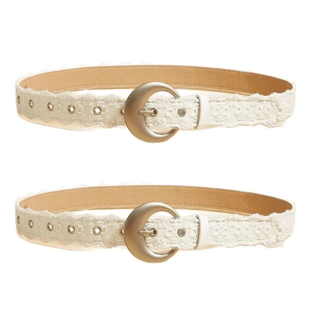 Beautiful Floral White Lace Belt Decor Accessory Sweet Style Women's Belt Leather Waist Strap Fashion Accent for Women