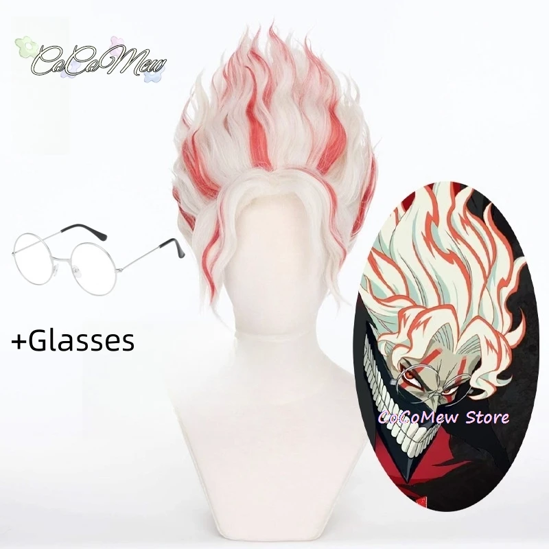 Okarun Occult Kun Cospaly Wig Anime Dandadan Glasses Okarun Ken Takakura Momo Ayase White Red Short Hair Heat-resistant Fiber